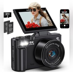 Black 5K Ultra HD Digital Camera with WiFi